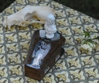 Image 1 of Wooden Coffin Veiled Woman Mixed Media Stash Box / Trinket Box