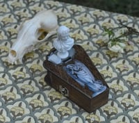 Image 2 of Wooden Coffin Veiled Woman Mixed Media Stash Box / Trinket Box