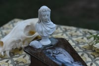 Image 4 of Wooden Coffin Veiled Woman Mixed Media Stash Box / Trinket Box
