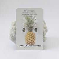 Image 17 of Tiny Tropical Pineapple Semi-precious Gemstone Earrings