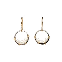 Image 1 of Dainty Circle Freshwater Pearl Earrings - 14kt Gold-Filled & Sterling Silver