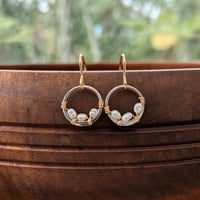 Image 6 of Dainty Circle Freshwater Pearl Earrings - 14kt Gold-Filled & Sterling Silver