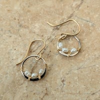 Image 7 of Dainty Circle Freshwater Pearl Earrings - 14kt Gold-Filled & Sterling Silver