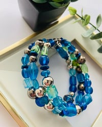 Image 1 of Blue Glass Bead Wrap Bracelet 