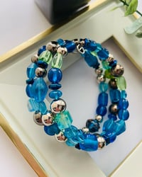 Image 2 of Blue Glass Bead Wrap Bracelet 