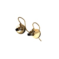 Image 2 of Petite Gold-Filled Disc Earrings with Sterling Silver & Black Spinel