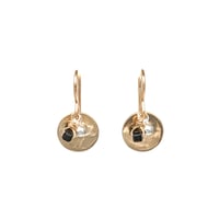 Image 1 of Petite Gold-Filled Disc Earrings with Sterling Silver & Black Spinel