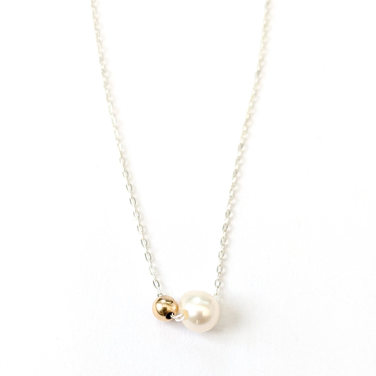 Pearl Wire Wrapped Link Strand 925 Sterling Silver Necklace