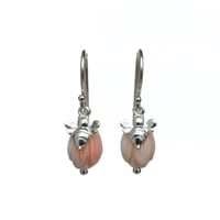 Image 1 of Sterling Silver Bee & Shell Pikake Flower Earrings - Perfect Gift for Garden Lovers