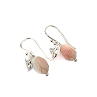 Image 3 of Sterling Silver Bee & Shell Pikake Flower Earrings - Perfect Gift for Garden Lovers