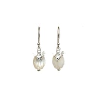 Image 6 of Sterling Silver Bee & Shell Pikake Flower Earrings - Perfect Gift for Garden Lovers