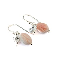 Image 5 of Sterling Silver Bee & Shell Pikake Flower Earrings - Perfect Gift for Garden Lovers