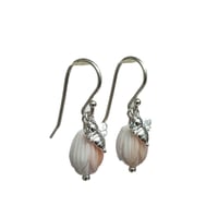 Image 8 of Sterling Silver Bee & Shell Pikake Flower Earrings - Perfect Gift for Garden Lovers