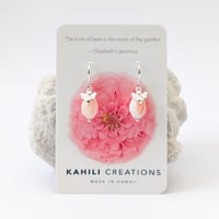 Image 9 of Sterling Silver Bee & Shell Pikake Flower Earrings - Perfect Gift for Garden Lovers