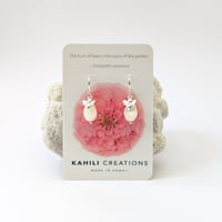 Image 12 of Sterling Silver Bee & Shell Pikake Flower Earrings - Perfect Gift for Garden Lovers