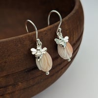 Image 15 of Sterling Silver Bee & Shell Pikake Flower Earrings - Perfect Gift for Garden Lovers