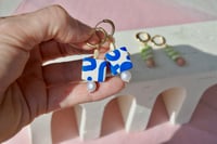 Image 3 of Tiled Pearl Huggie Earrings