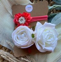 Image 1 of White Rose & Rhinestone Heart Nylonband