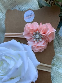 Image 3 of White Rose & Rhinestone Pink Heart Nylonband