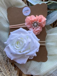 Image 1 of White Rose & Rhinestone Pink Heart Nylonband