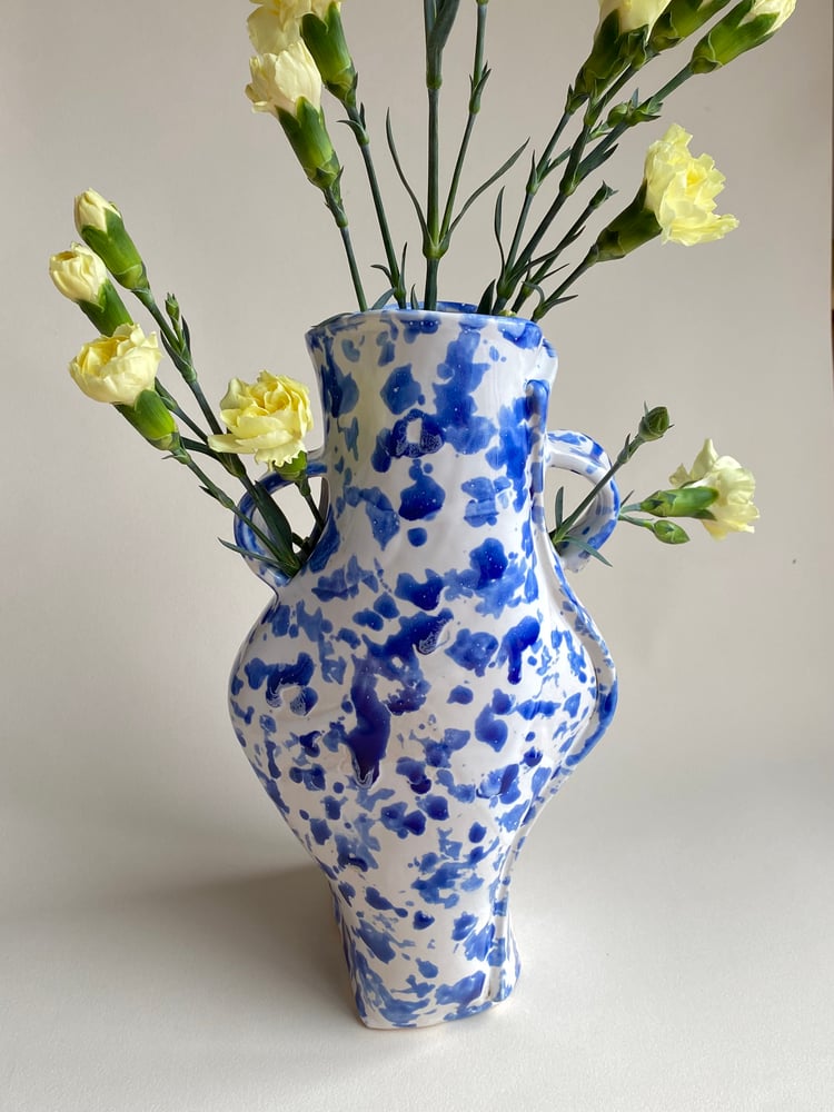 Image of Tall Blue Sprouting Vase