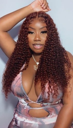 Image of Reddish Brown 13x4 Curly Lace Front Wig in 24”