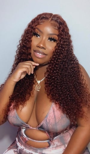 Image of Reddish Brown 13x4 Curly Lace Front Wig in 24”