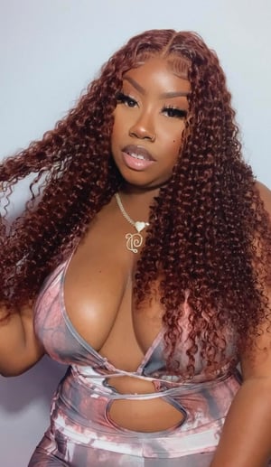 Image of Reddish Brown 13x4 Curly Lace Front Wig in 24”