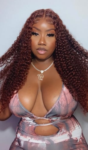 Image of Reddish Brown 13x4 Curly Lace Front Wig in 24”