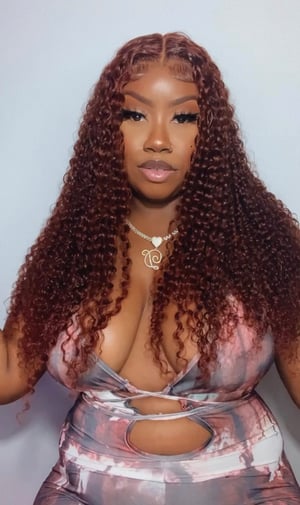 Image of Reddish Brown 13x4 Curly Lace Front Wig in 24”
