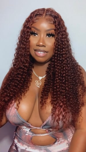 Image of Reddish Brown 13x4 Curly Lace Front Wig in 24”