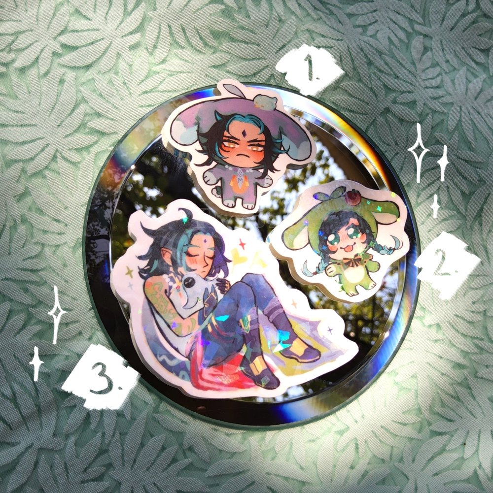 Image of Genshin impact Xiao ×  Venti holo stickers