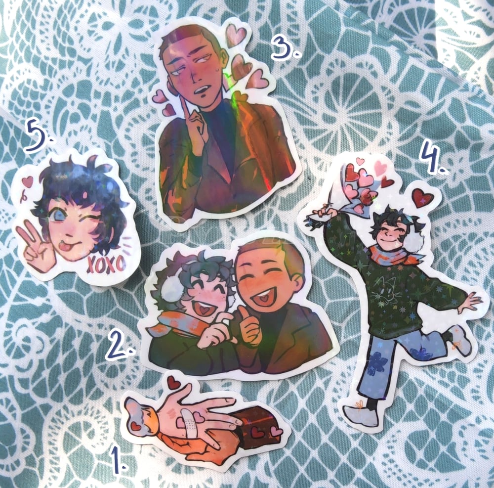 Image of Allister × Elio holo stickers, date set