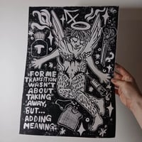 Image 3 of Transmasc Transition (Angel) Original Linocut A3 Print 