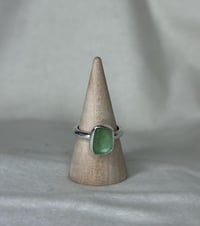 Image 1 of Hammered Band Sea Foam Chunky Sea Glass Ring UK Size M