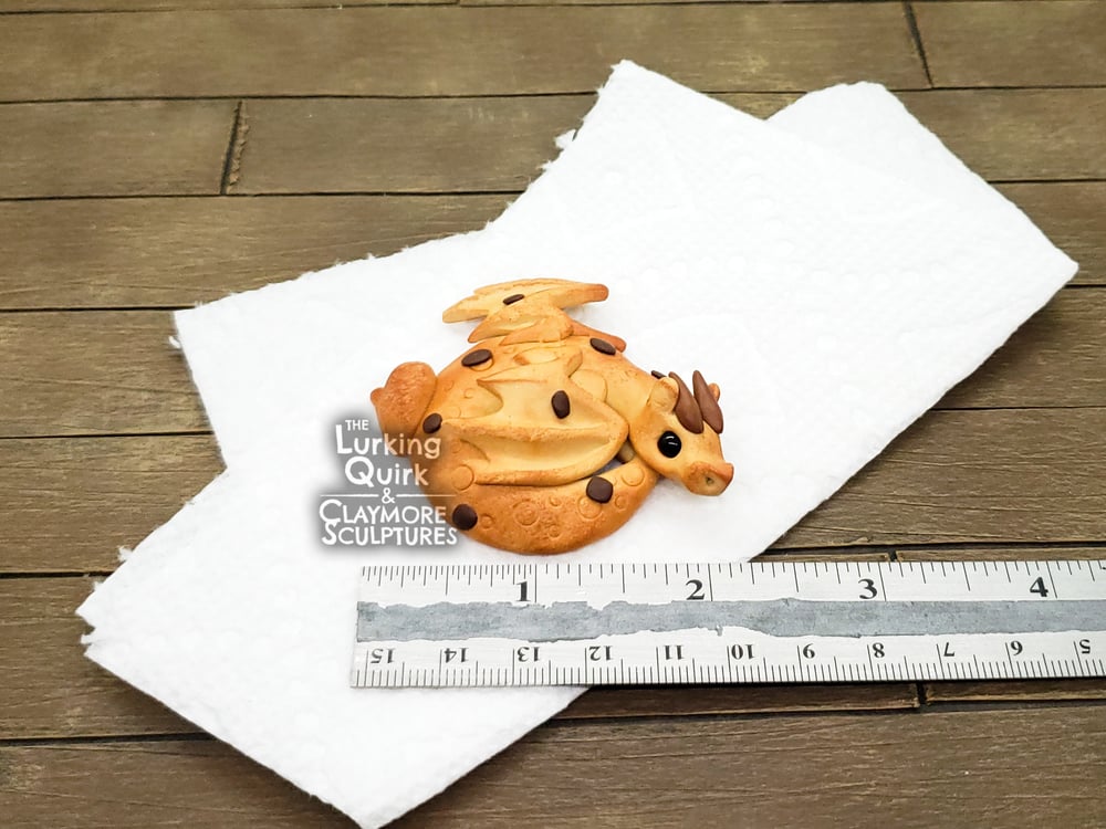 Chocolate Chip Cookie Dragon- Polymer Clay Sculpture