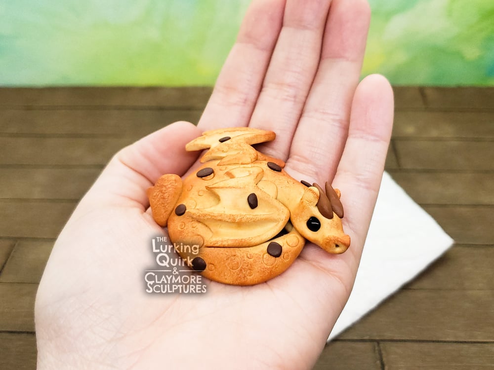 Chocolate Chip Cookie Dragon- Polymer Clay Sculpture