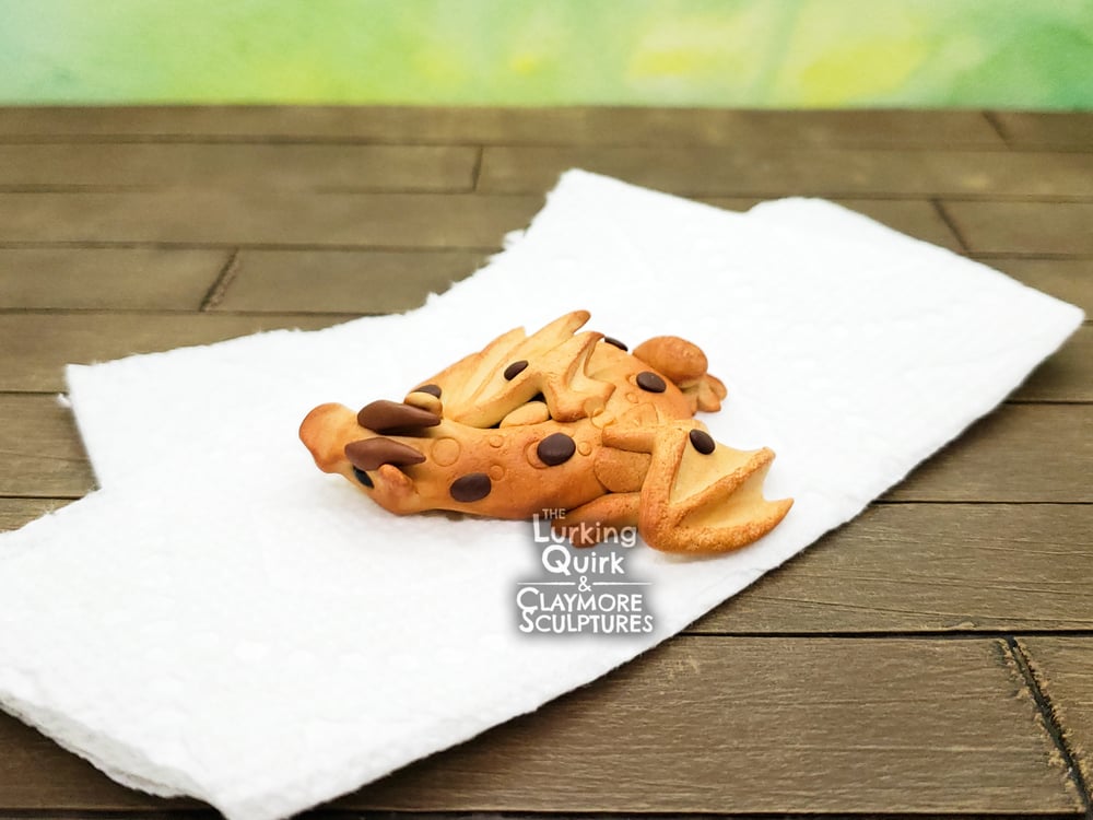 Chocolate Chip Cookie Dragon- Polymer Clay Sculpture