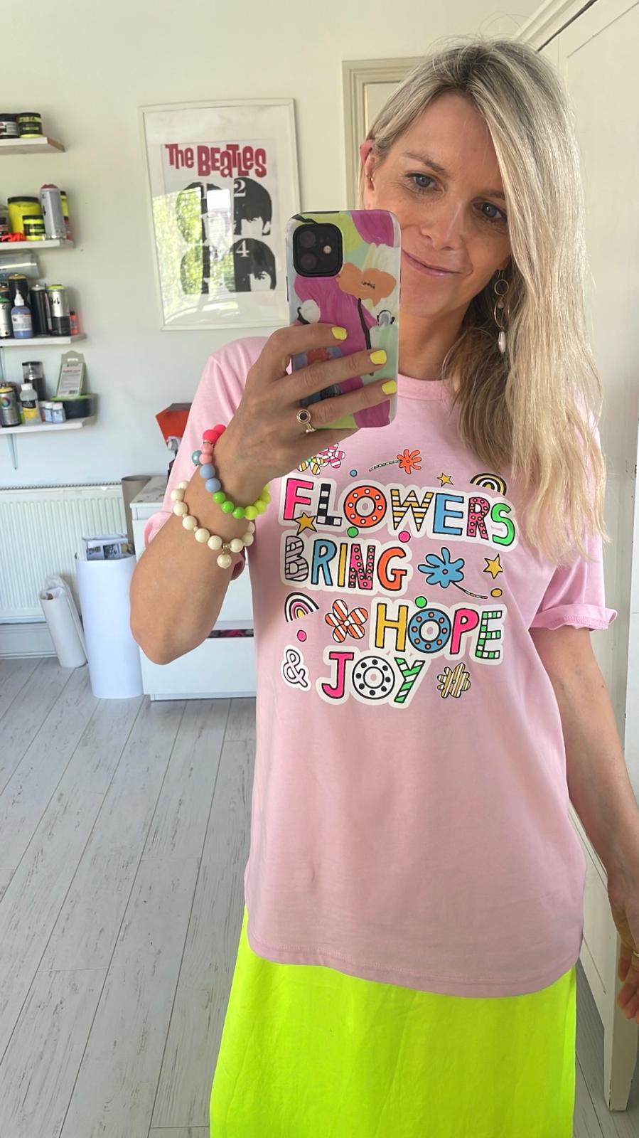 Image of Pink Flower Print T-shirt