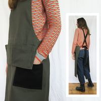 Image 4 of Ultimate Makers Apron - Split Leg, Adjustable Crossback, Cargo Pockets, Tough Canvas. Green No23