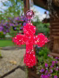 Image 2 of Hot pink leopard cross freshie scented in whoot and holler 
