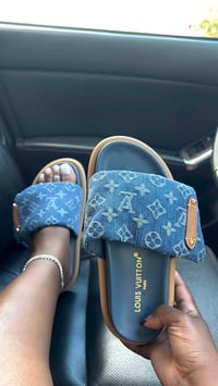 Image 3 of LV Denim Pillow Slides