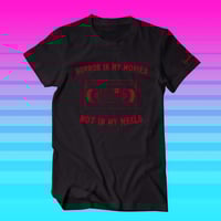 Image 1 of Horror In My Movies Not In My Meals vegan VHS t shirt