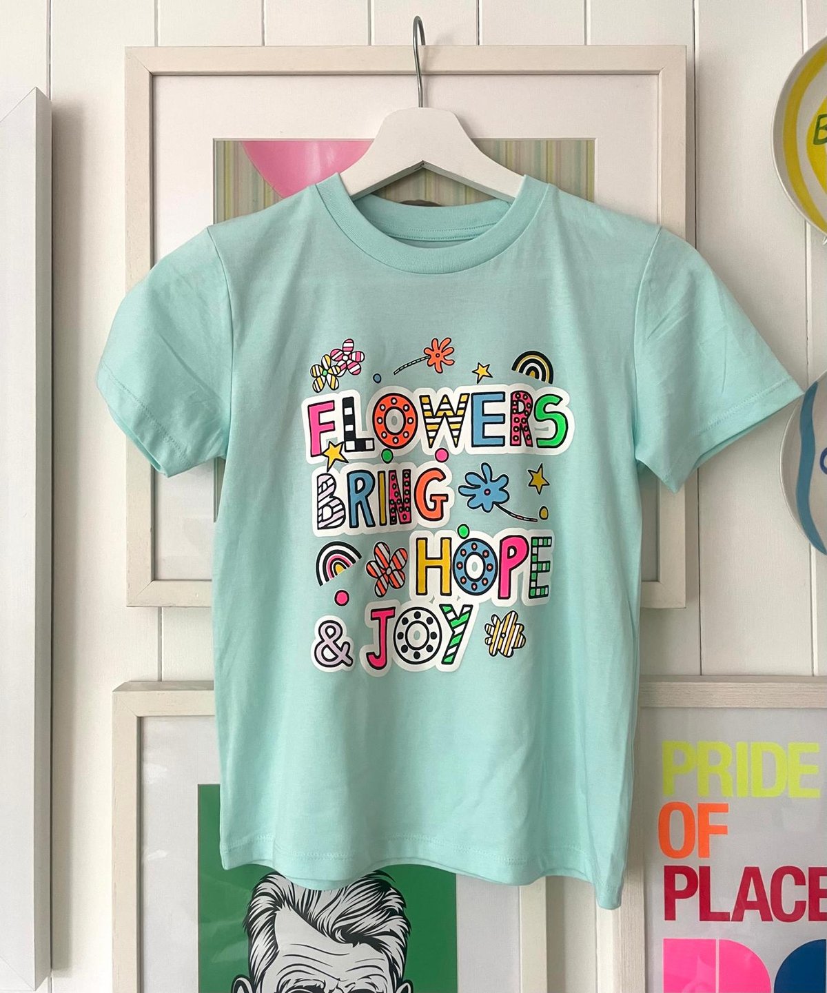 Image of Kids Caribbean Blue Flower Print T-shirt