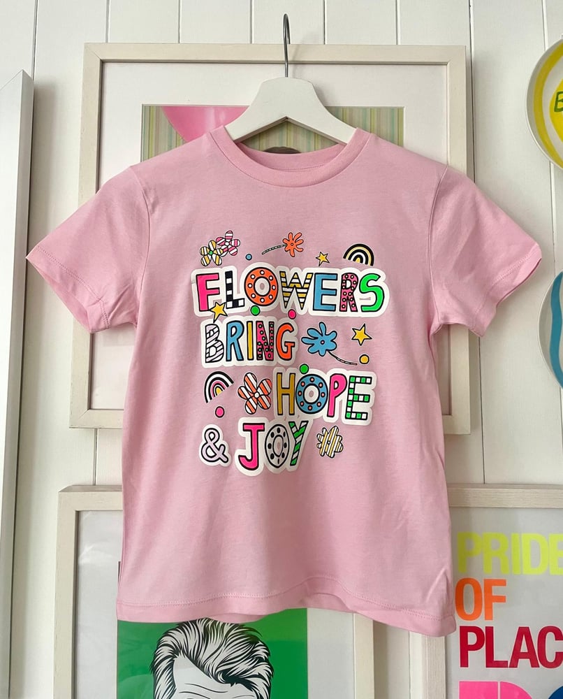 Image of Kids Pink Flower Print T-shirt