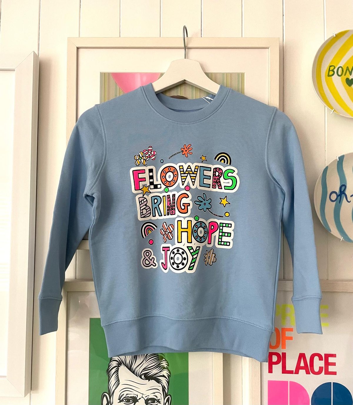 Image of Kids Blue Flower Print Sweatshirt