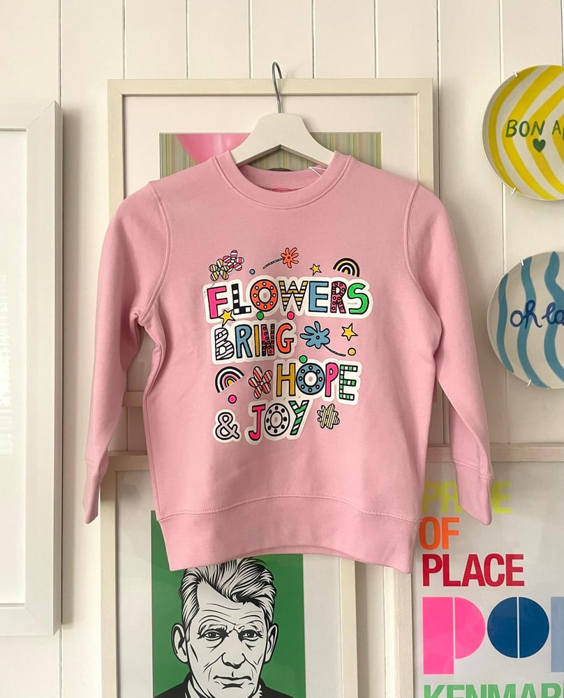 Image of Kids Pink Flower Print Sweatshirt