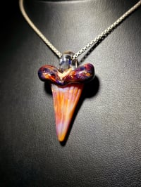 Image 1 of Shark tooth pendant made with caramal and red exotic. 