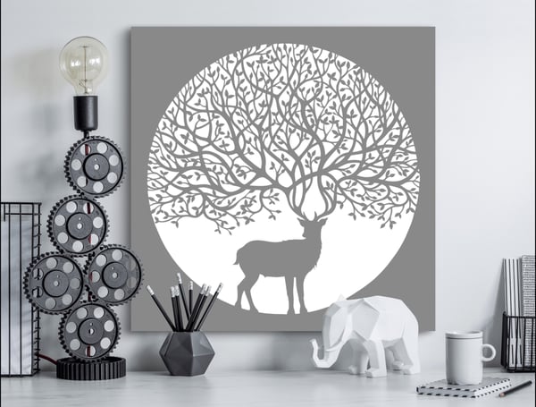 Image of Grey ‘The Stag’ Canvas Print