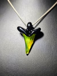 Image 2 of Shark tooth pendant with yellow opal and galaxy 